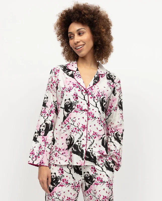 Penelope Womens Panda Print Pyjama Top Sleek Women's Metallic