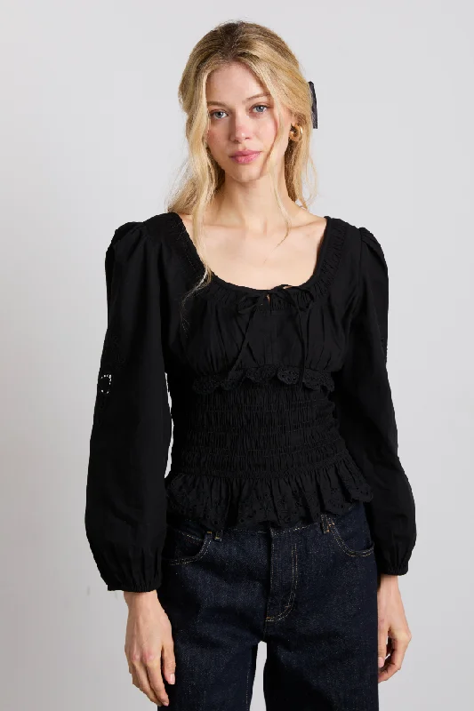 nola embroidered blouse - black Athletic Women's 