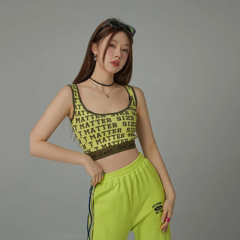 Size Doesnt Matter Lettering Cropped Sleeveless Top Refined Women's Velvet
