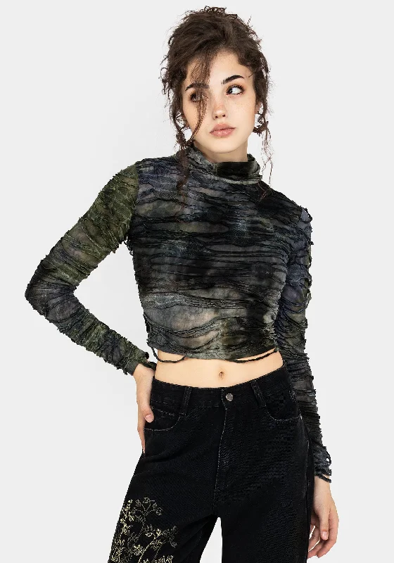 Chlorella Distressed Long Sleeve Top Bold Women's Statement