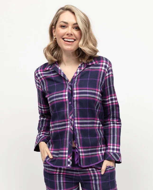 Edie Womens Lightly Brushed Check Pyjama Top Bohemian Women's Free