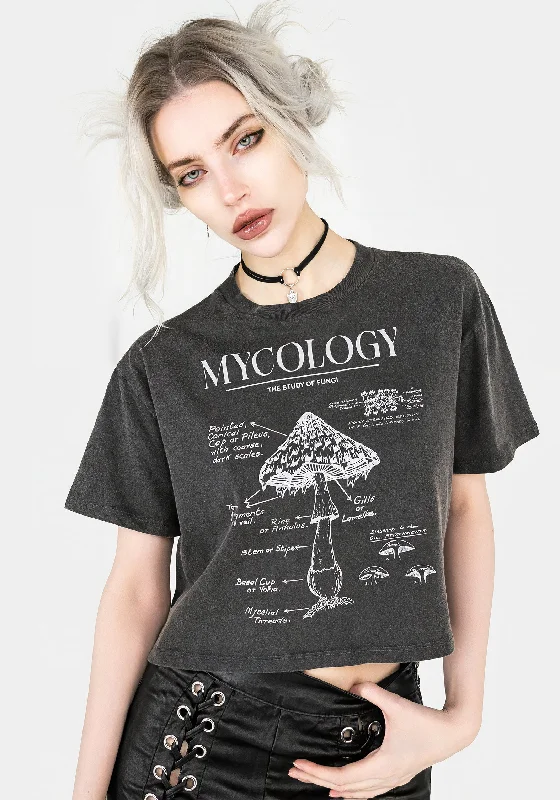 Mycology Boxy Crop T-shirt Cozy Women's Sherpa - lined