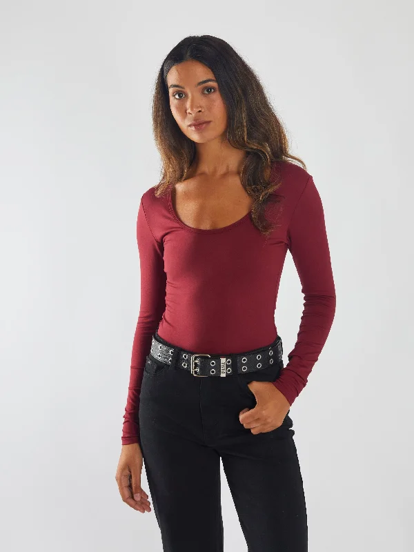 Brianne Bodysuit Cherry Lacquer Refined Women's Hand - crafted