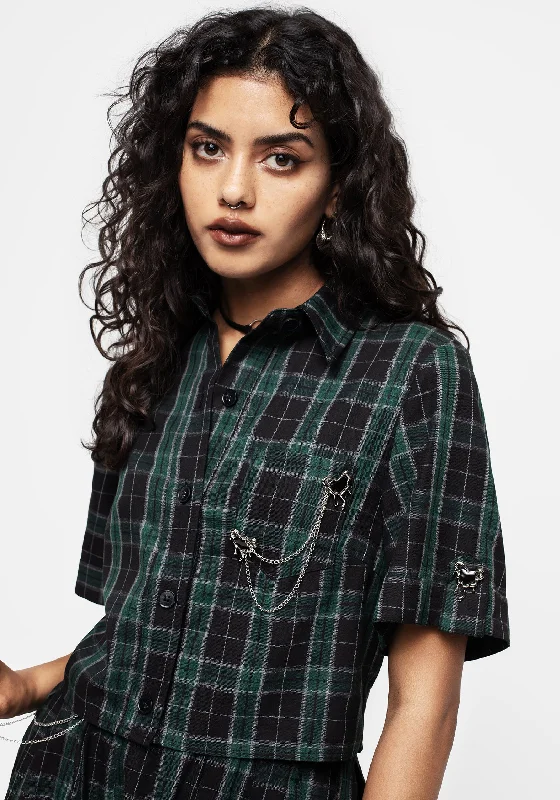 Cardio Check Cotton Button Up Shirt Sophisticated Women's 
