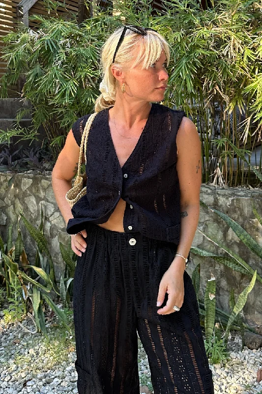 alys vest - black broderie Elegant Women's 
