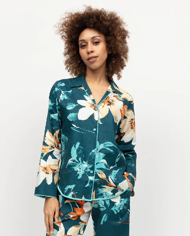 Goldie Womens Floral Print Pyjama Top Relaxed Women's Beachy