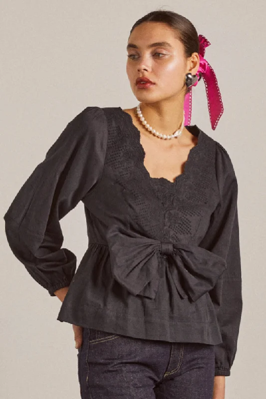 eugenie bow blouse - black Streetwear Style for 