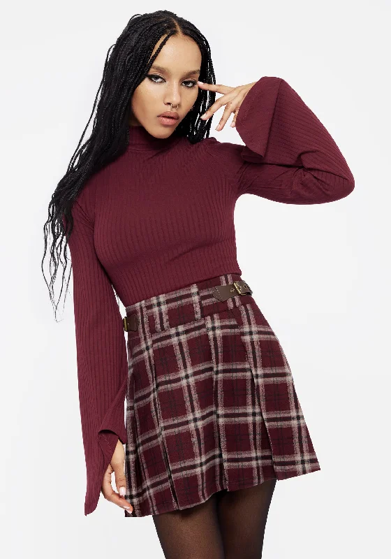 Amata Flared Sleeve Top - Red Monochromatic All - in - one