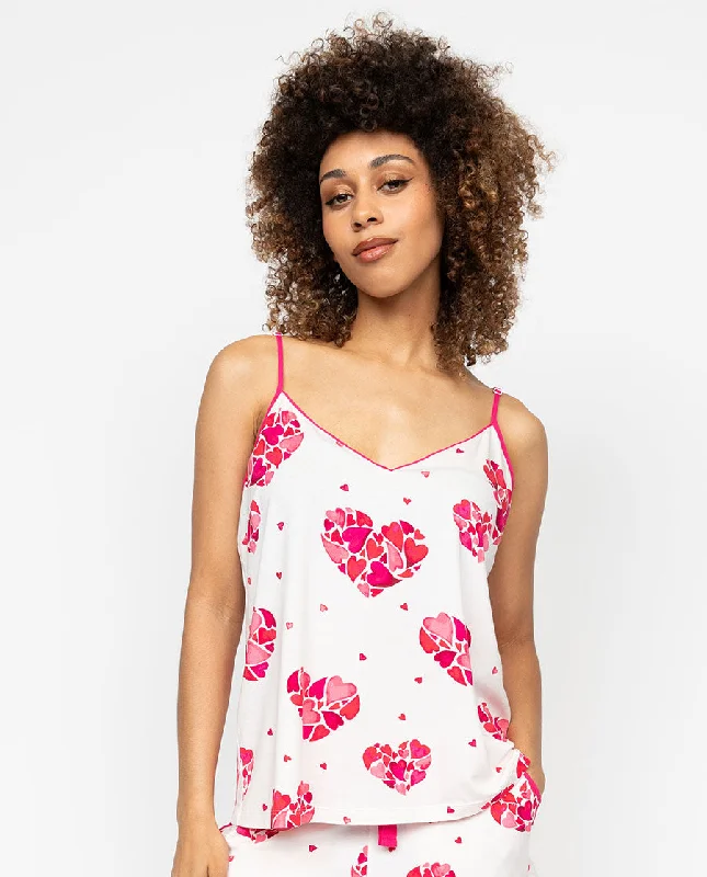 Aria Womens Heart Printed Jersey Cami European