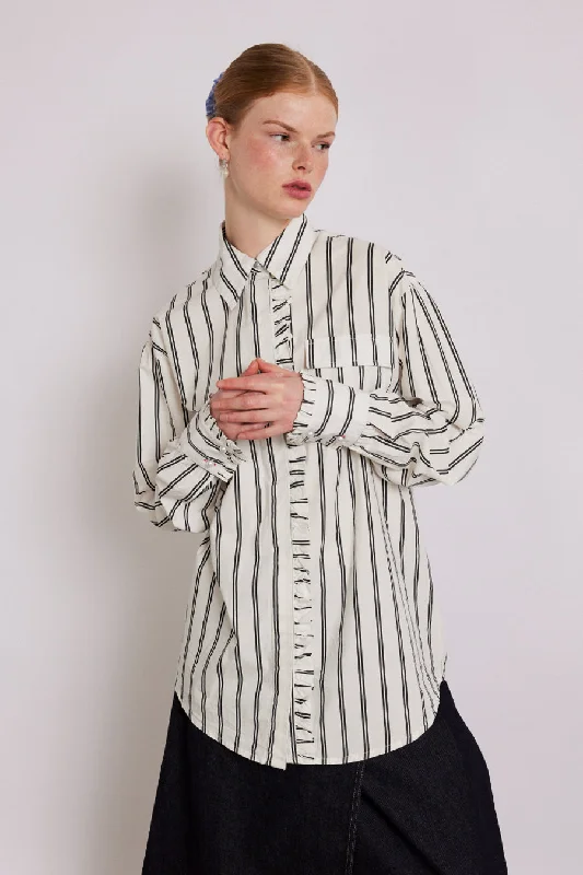 kylie ruffle shirt - white stripe Bohemian Women's Free