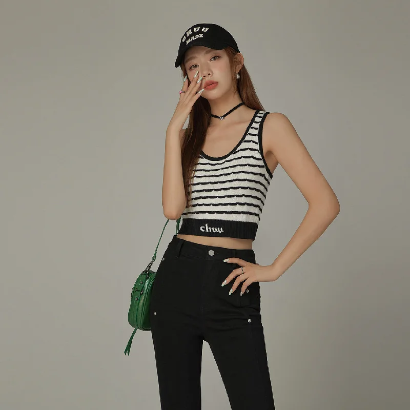 Logo Band Color Scheme Sleeveless Crop Top Luxurious Women's High -  end