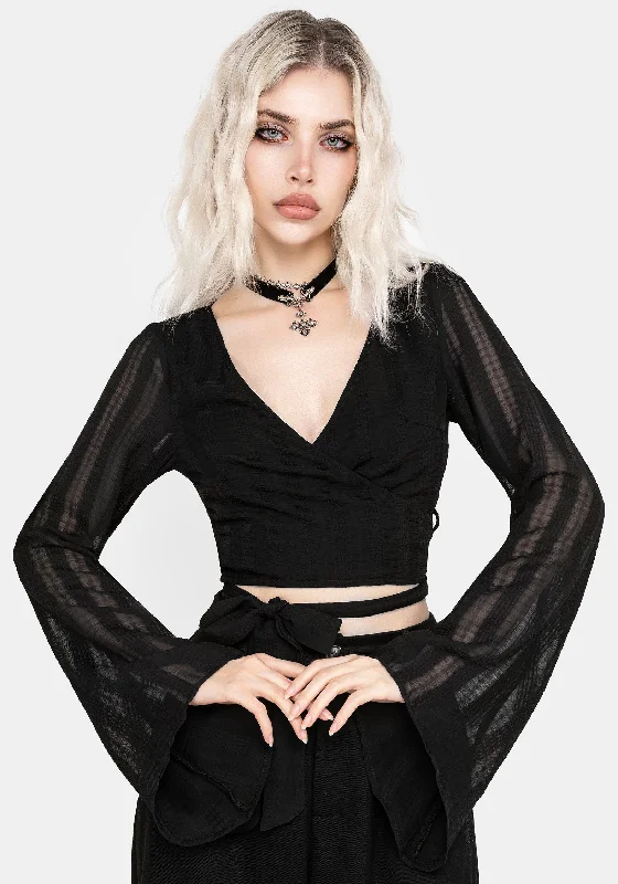Nixie Flare Sleeve Wrap Top Feminine Women's Style 