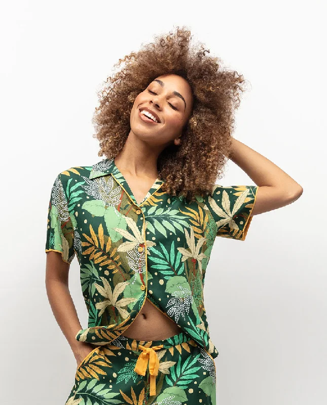 Gabrielle Palm Leaf Print Pyjama Top Vacation