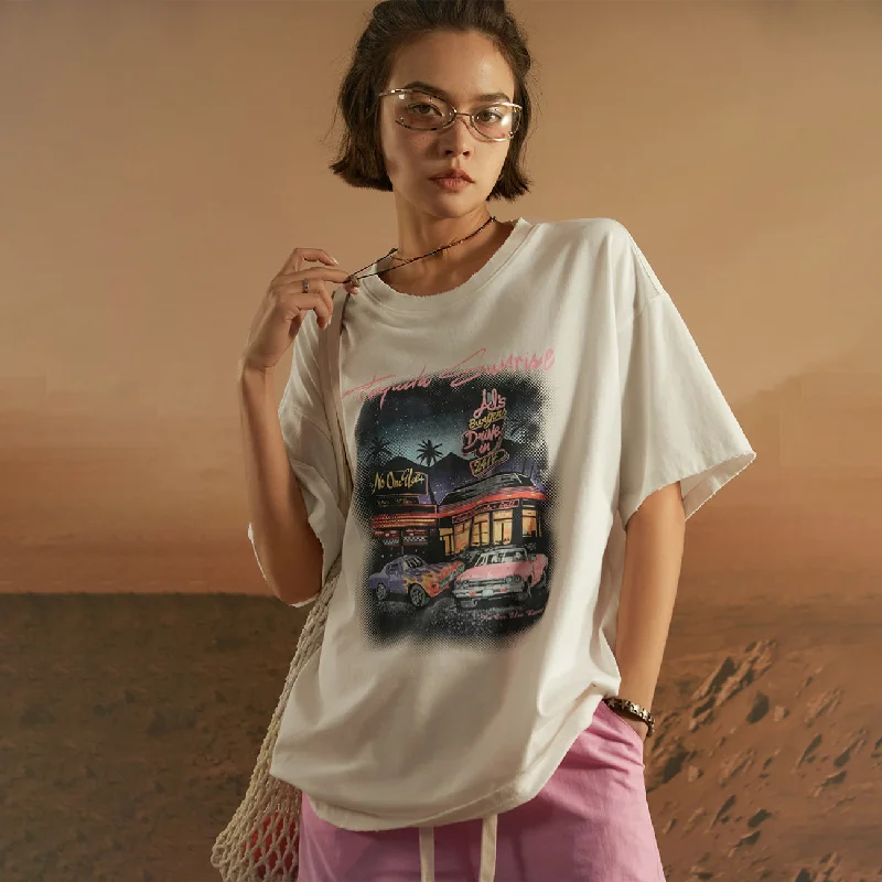 Tequila Sunrise Loose Fit T-Shirt Cozy Women's Winter