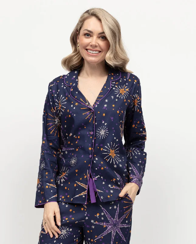 Edie Womens Fireworks Print Pyjama Top British Gentlewoman Style