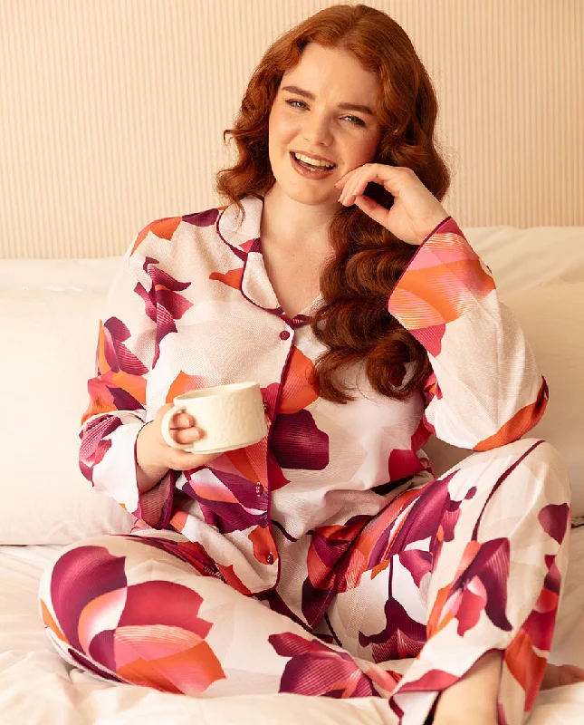 Aliyah Cream Floral Print Pyjama Set Practical Women's Multi - 