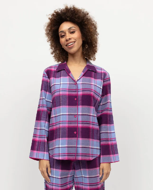 Hazel Womens Brushed Check Pyjama Top Sporty Women's Tennis