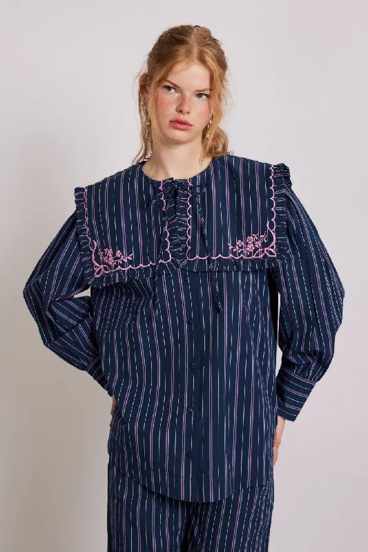 nordine blouse - navy stripe Earthy Women's 