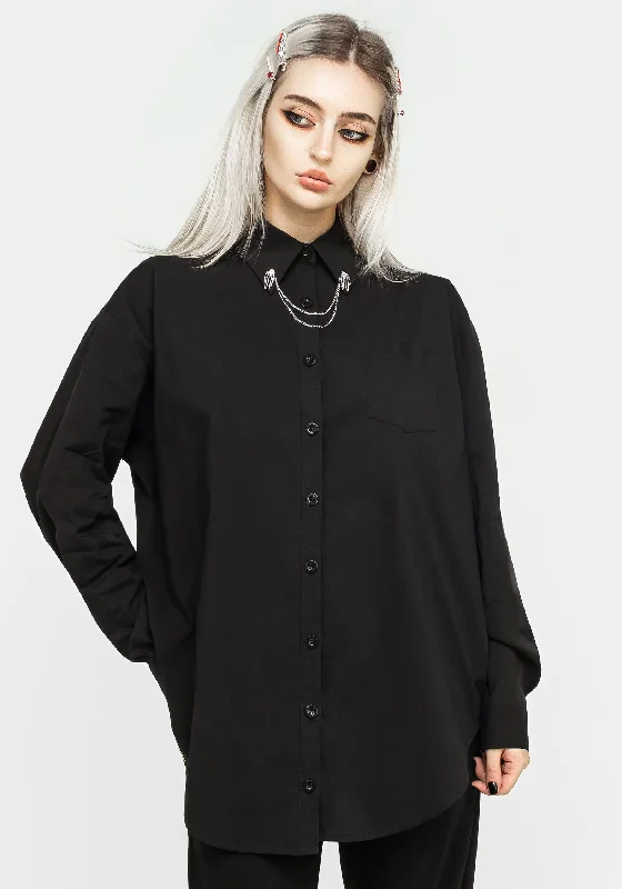 Chiromancy Collar Loose Fit Shirt - Black Cashmere