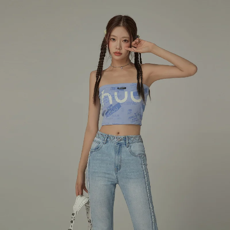 Letter Printing Sexy Slim Tube Top Adventure