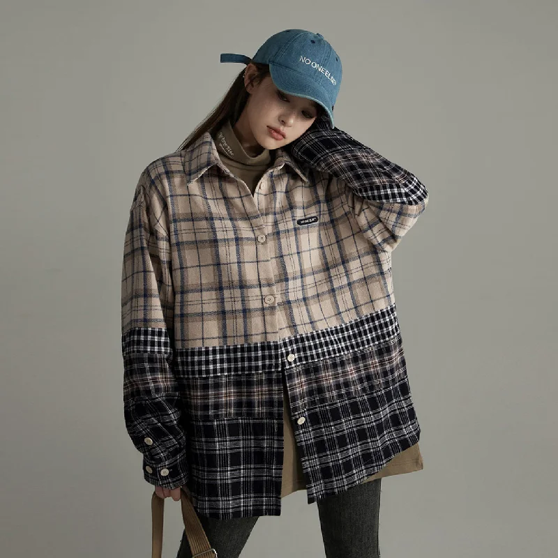 Flannel Check Oversized Shirt Practical Women's Quick - dry