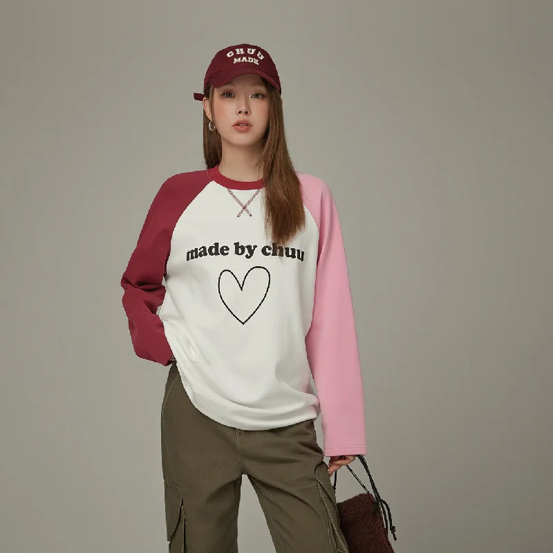 Logo Heart Color Long Sleeve T-Shirt Classic Women's Pin - striped