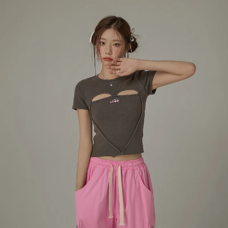 Logo Heart Cut Out Top Geometric