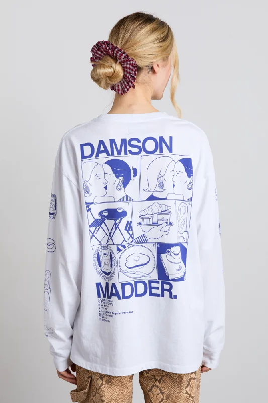 il bacio brunch long sleeve tee - white Artistic Women's Hand - painted