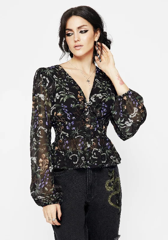 Vesna Chiffon Peplum Top Laid - back Women's Style