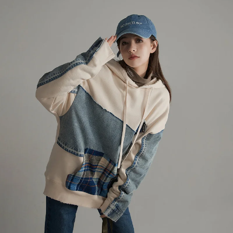 Denim Loose-Fit Hoodie Traditional Women's Wool