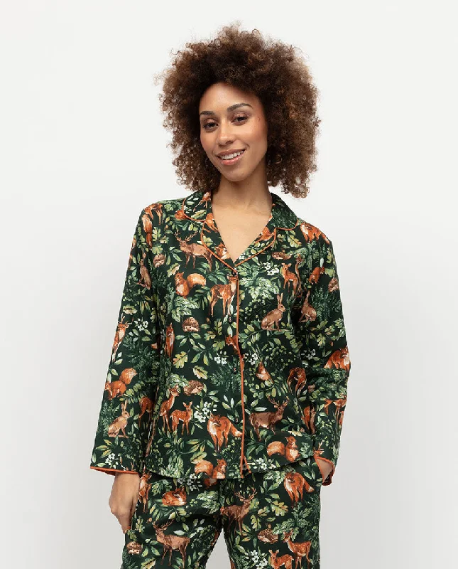 Forrest Womens Woodland Print Pyjama Top Sophisticated Women's Tailored