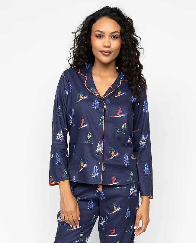 Alpes Womens Ski Print Pyjama Top Polished Women's Silk