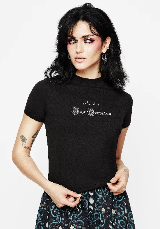 Eternal Night Rib Embroidered Crop Top garde