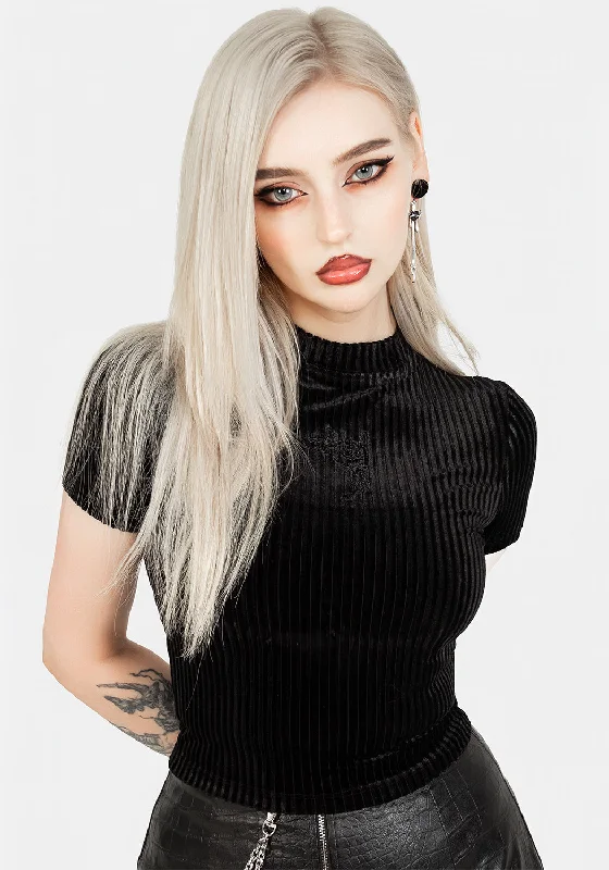 Rosaline Velour Rib Crop Top Geometric