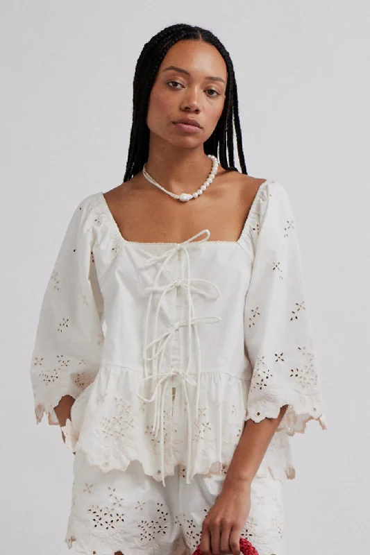 lana blouse - broderie Laid - back Women's Vibe
