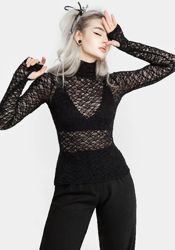 Arabella Lace High Neck Top Refined Women's Classic 