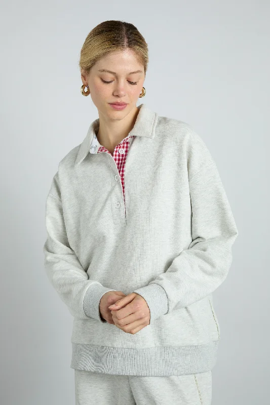 fifi rugby polo - ice grey marl performance