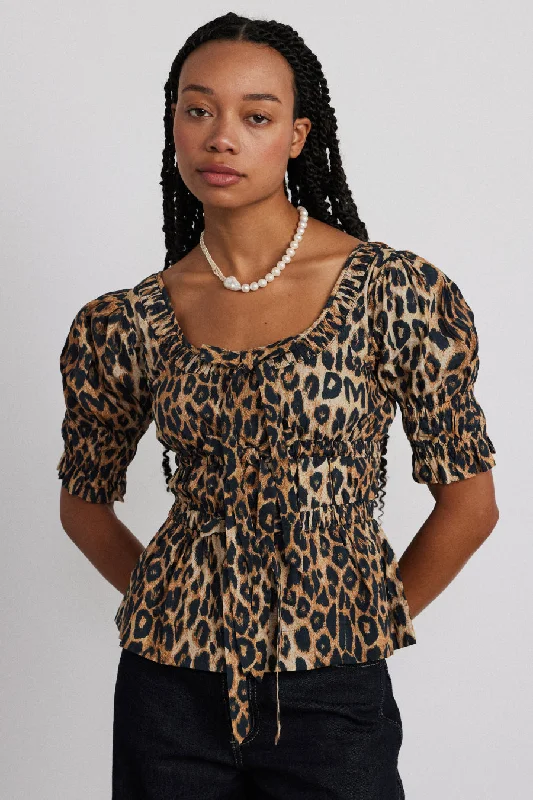 bianca ruffle blouse - leopard Street