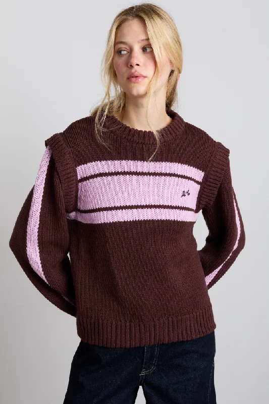 poppy jumper with removable sleeves - burgundy & lilac Classic Women's Pin - striped
