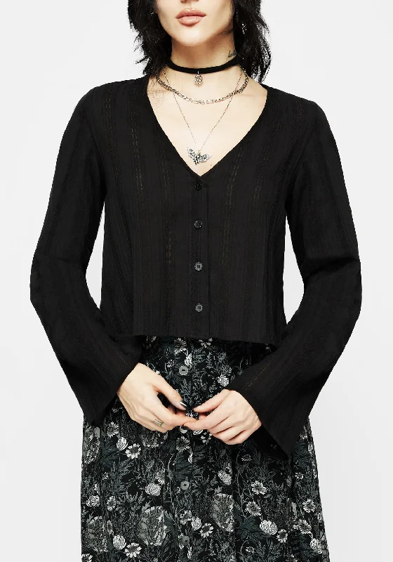 Marcia Broderie Flute Sleeve Button Up Top Cashmere