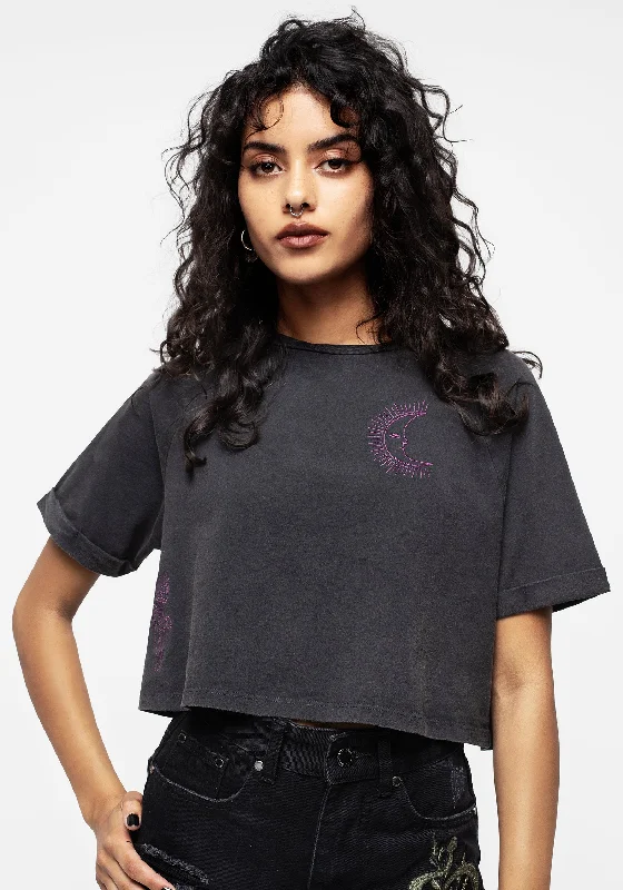 Scutellaria Embroidered Boxy Crop Tee Streetwear Style for 