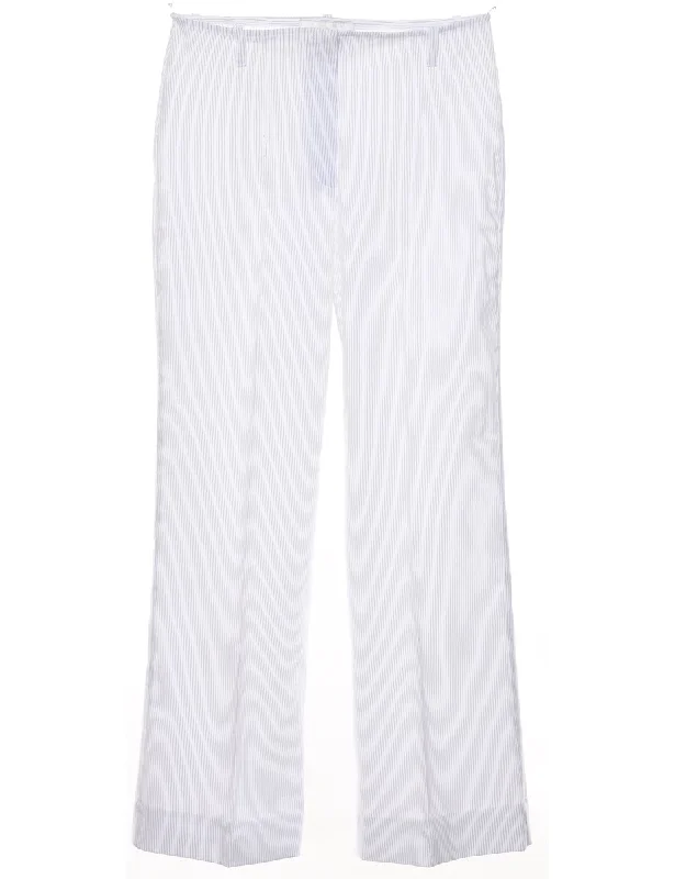 White Classic Pinstriped Trousers - W28 L26 Sleek Women's 