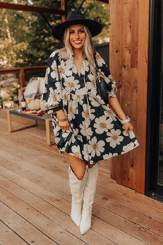Floral Dreams Babydoll Mini Dress Bohemian Women's Free