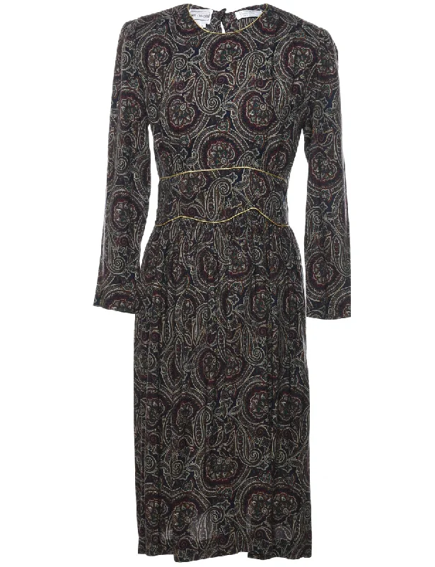 Paisley Print Dress - M Vintage Women's 1970S 