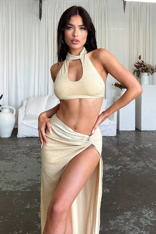 Winx Crop - Gold Glitter Minimalist Women's Casual
