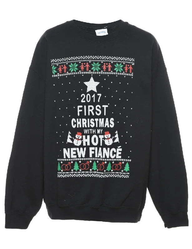 Black Christmas Sweatshirt - XL Trendy Women's Oversized