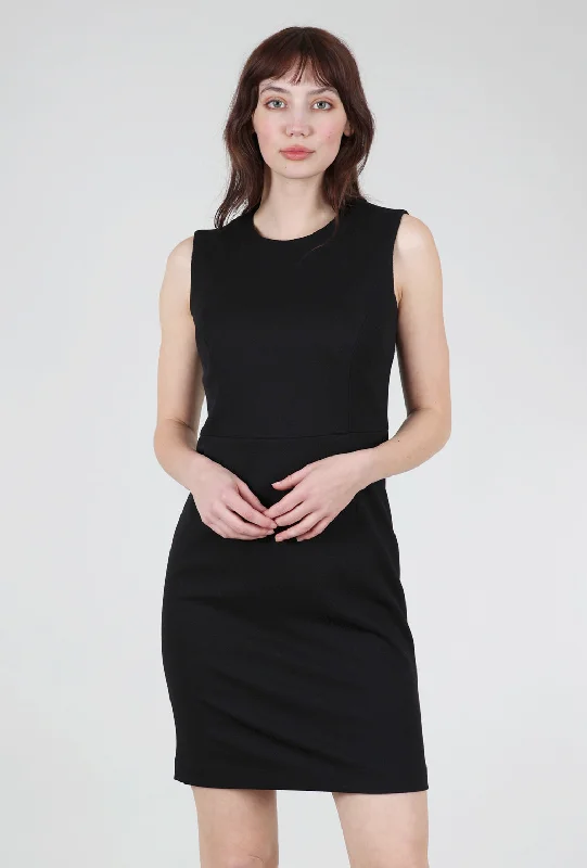 Hayden Pique Dress, Black Cozy Women's Winter