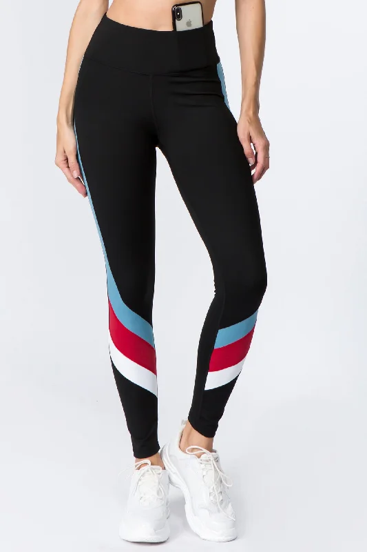 Pump It Up Active Color Block Stripe Legging Athletic Women's 