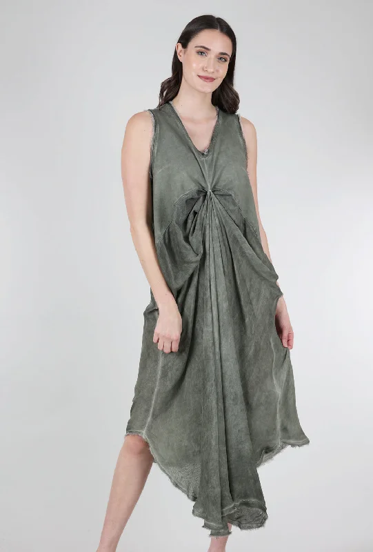 Empire Drape Dress, Olive Sophisticated Women's Tailored