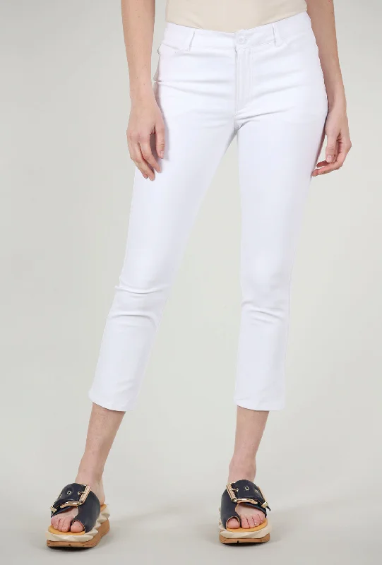 Aria Slim Crop Pant, White Australian Beach